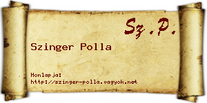 Szinger Polla névjegykártya